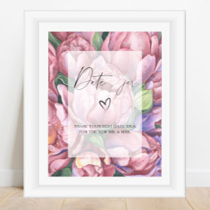 Bloemen - date night ideeën. Date jar bruidsspel Poster