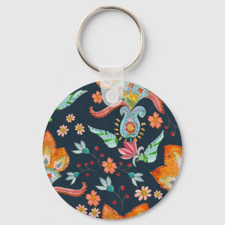 Bloemen Delight: Waterverf bloementextuur Sleutelhanger