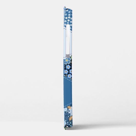 Bloemen, denim patchwork: blauw patroon. Case-Mate iPhone case (Achterkant / Links)