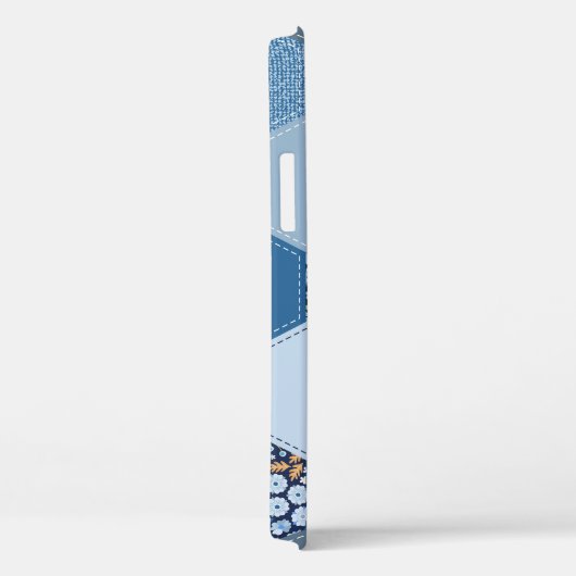 Bloemen, denim patchwork: blauw patroon. Case-Mate iPhone case (Achterkant / Rechts)