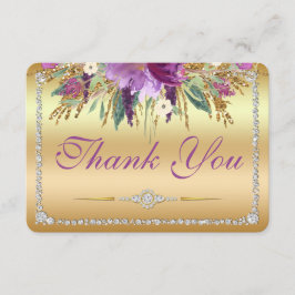 Bloemen Diamanten Bruiloft Dank u Goud Bedankkaart