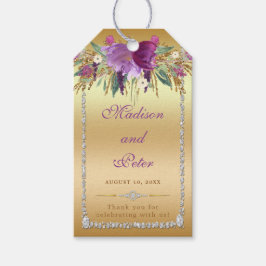 Bloemen Diamanten Bruiloft Goud Dank u Cadeaulabel