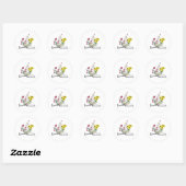 Bloemen die groeien uit boeken ronde sticker (Vel)