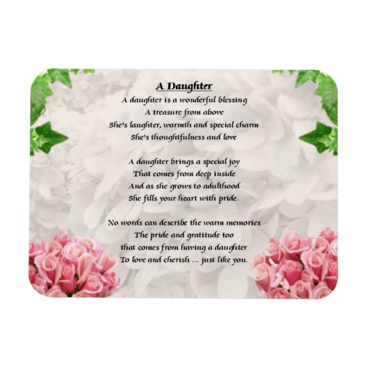 Bloemen - Dochter Gedicht Magnet Magneet (Horizontaal)