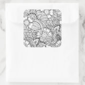 Bloemen doedelpatroon vierkante sticker (Tas)