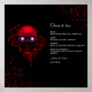 Bloemen donker moody gothic schedel drinken menu t poster