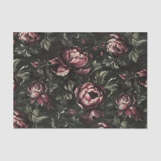 Bloemen Donker Paarse Fine Art Decoupage Tissuepapier (Voorkant)