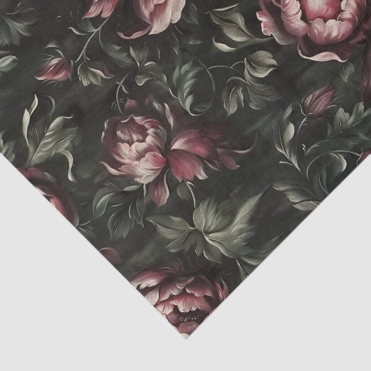 Bloemen Donker Paarse Fine Art Decoupage Tissuepapier (Detail)