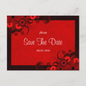 Bloemen Donkerrood Gothic Save The Date Briefkaart (Voorkant)