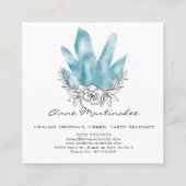  Bloemen Doodle Blue Crystals Vierkante Visitekaartje (Achterkant)