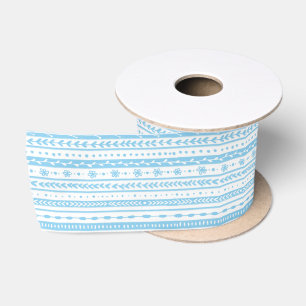 Bloemen doodle strepen in baby blauw en wit lint