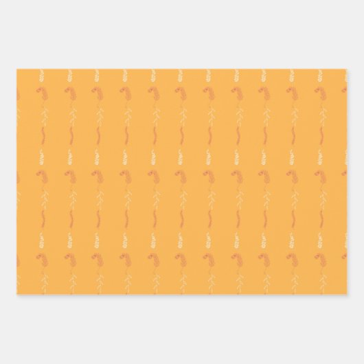 Bloemen doodles in sinaasappel en rood inpakpapier vel (Voorkant 2)