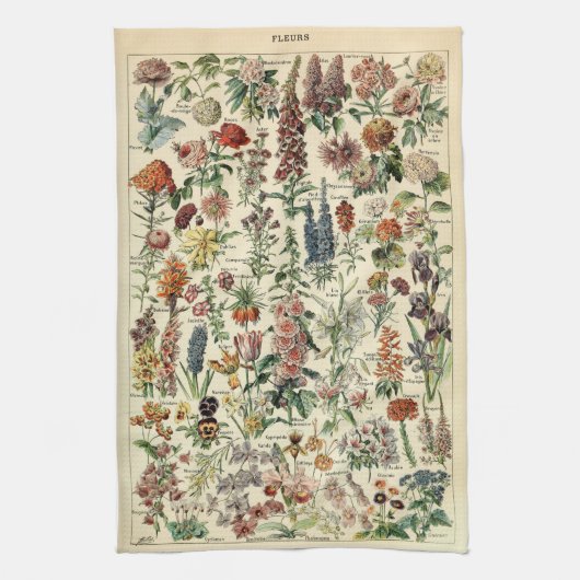  bloemen door Adolphe Millot Theedoek (Verticaal)