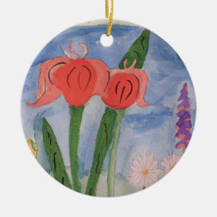 Bloemen door het keramische meer keramisch ornament
