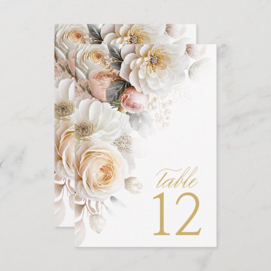 Bloemen Drama Trouwtafel Nummer Wit ID1022 Kaart (Voorkant / Achterkant)