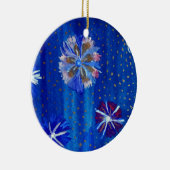 Bloemen Drawing Blue Circle Ornament (Rechts)