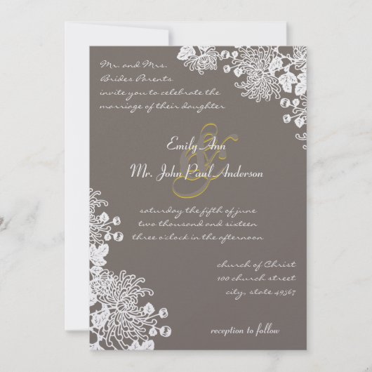  bloemen Driftwood & Yellow Wedding Invitae Kaart (Voorkant)