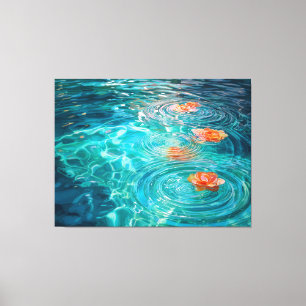 Bloemen Drijvend op Water Canvas Afdruk
