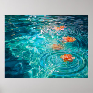 Bloemen Drijvend op Water Poster