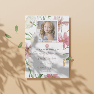Bloemen Eerste Heilige Communie Foto Kaart