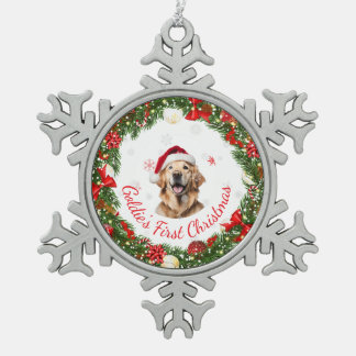 Bloemen Eerste Kerst Klassieke aandenken voor Huis Tin Sneeuwvlok Ornament