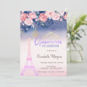 Bloemen, Eiffel Tower Butterfly Ombre Quinceanera Kaart (Staand voorkant)