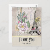 bloemen, Eiffeltoren en Burlap Hartelijk dank Briefkaart (Voorkant / Achterkant)