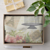 Bloemen Eiffeltoren Paris Vogelhandschrift Tissuepapier (Geschenk)