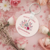 Bloemen Eiffeltoren Quinceanera Sleutelhanger