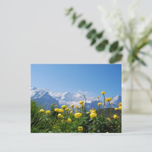 Bloemen | Eiger Monch Swiss Alps Briefkaart (Staand voorkant)