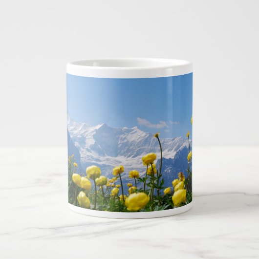 Bloemen | Eiger Monch Swiss Alps Extra Grote Beker (Voorkant)