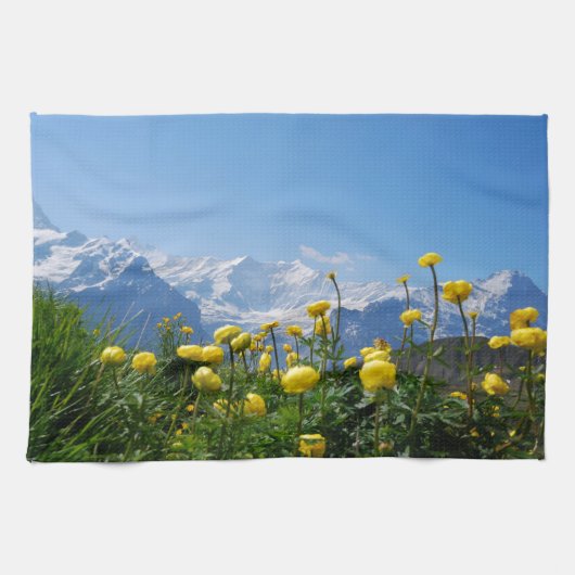 Bloemen | Eiger Monch Swiss Alps Theedoek (Horizontaal)