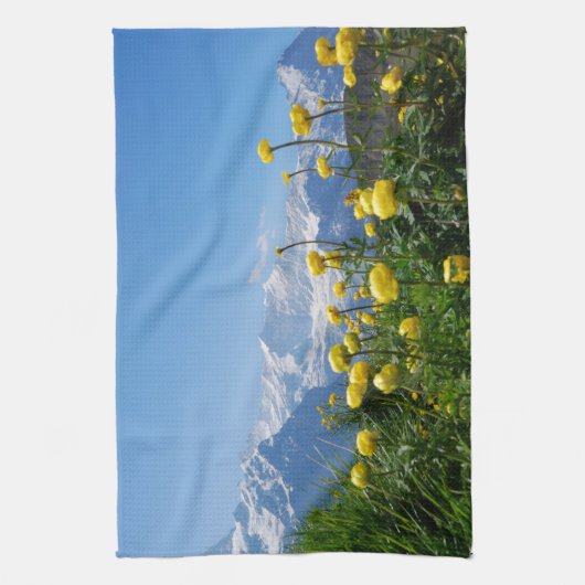 Bloemen | Eiger Monch Swiss Alps Theedoek (Verticaal)