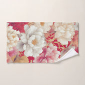 Bloemen elegant rood bad handdoek (Handdoek)