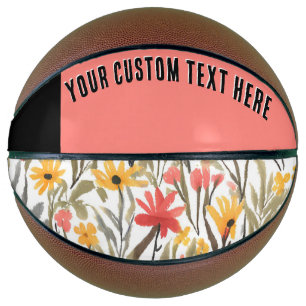  Bloemen Elegante Bloemen Patroon Aangepaste tekst Basketbal
