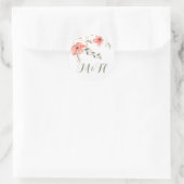 Bloemen Elegante bruiloft Stickers-Waterverf Ronde Sticker (Tas)