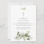 Bloemen Elegante Greenery Doop Uitnodiging (Voorkant)