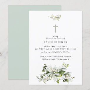 Bloemen Elegante Greenery Doop Uitnodiging