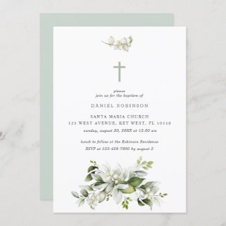 Bloemen Elegante Greenery Doop Uitnodiging