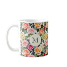 Bloemen Elegante Rozen Monogrammed