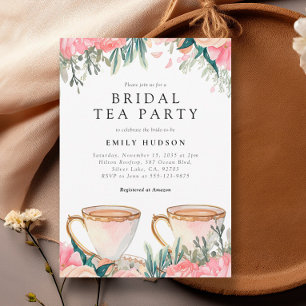 Bloemen Elegante Tea Party Bruids Douche Uitnodigi Kaart