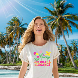 Bloemen Elegantie Gelukkige Moeders Dag Witte Vrou T-shirt