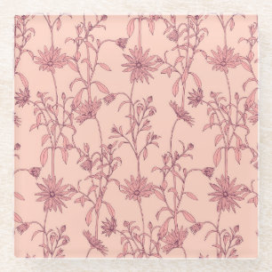 Bloemen  elementen, naadloze achtergrond. glazen onderzetter