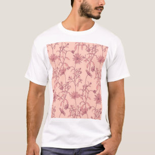 Bloemen elementen, naadloze achtergrond. t-shirt