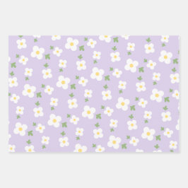 Bloemen en Aardbei Girly en Schattige Patroon Inpakpapier Vel