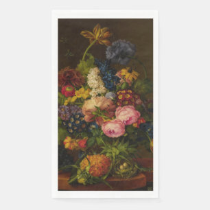 Bloemen en ananas op een entablement servet