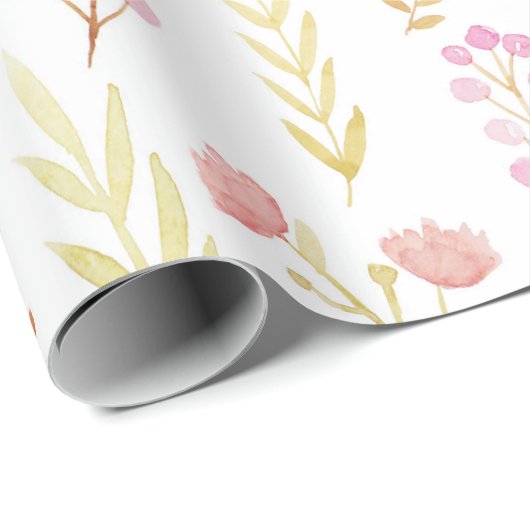 bloemen en Baby shower van leder Cadeaupapier (Rol Hoek)