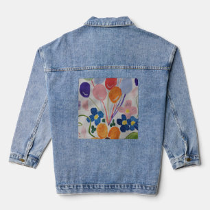 Bloemen en ballonnen denim jacket