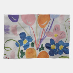 Bloemen en ballonnen theekdoek theedoek