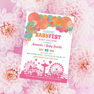 Bloemen- en Ballonnenfestival Meisje Baby Shower Kaart